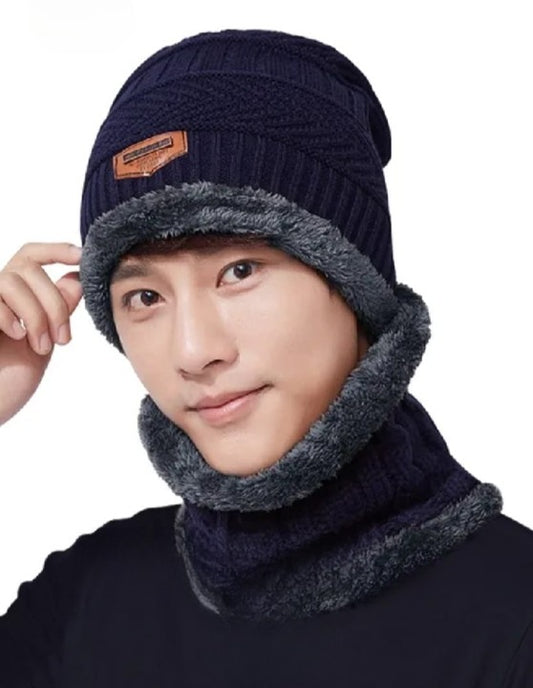 2-in-1 Muffler Cap – Stylish & Warm Winter Hat for Men & Women